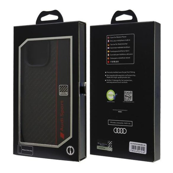 Audi Carbon Fiber Stripe iPhone 16 Pro Max (AUS-TPUPCIP16PM-R8/D1-BK) hátlap, tok, fekete