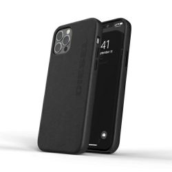   Diesel Moulded Case Premium Leather Wrap iPhone 12/12 Pro eredeti bőr hátlap, tok, fekete
