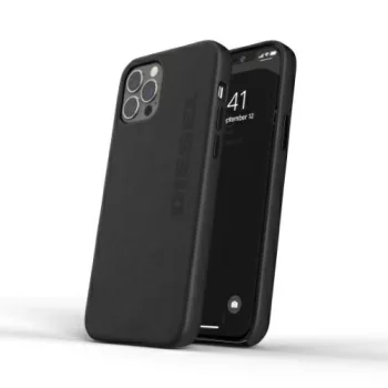   Diesel Moulded Case Premium Leather Wrap iPhone 12/12 Pro eredeti bőr hátlap, tok, fekete