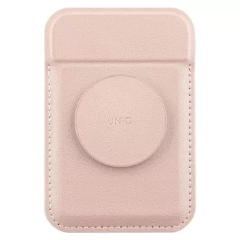   UNIQ Flixa Magnetic Card Wallet Magsafe kompatibilis mágneses kártyatartó, popsocket funkcióval, rózsaszín