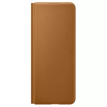   Samsung EF-FF926 Galaxy Z Fold3 5G Leather Flip Cover, gyári bőr flip tok, barna