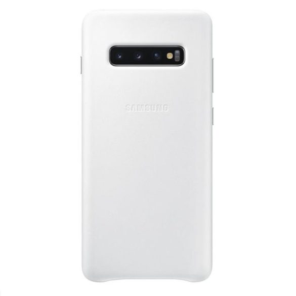Samsung gyári Leather Cover Samsung Galaxy S10 Plus eredeti bőr hátlap, tok, fehér