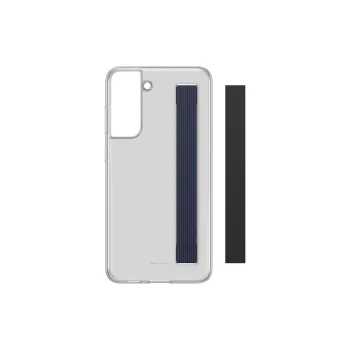   Samsung gyári Clear Strap Cover Samsung Galaxy S21 FE (EF-XG990CBE) hátlap pánttal, tok, szürke