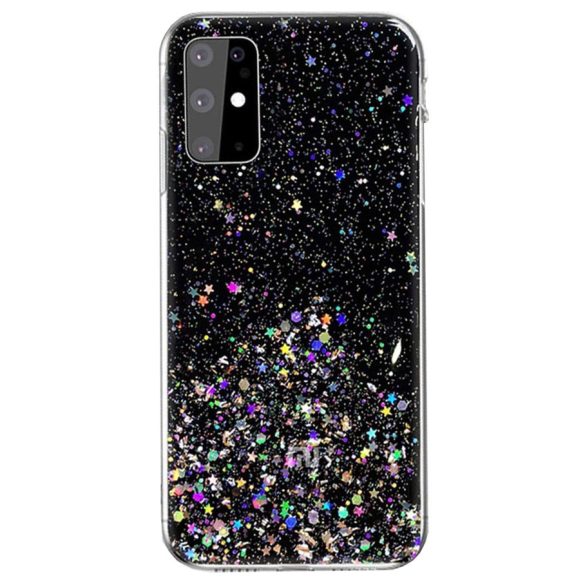 Sequins Glue Glitter Case Huawei P Smart (2020) hátlap, tok, fekete