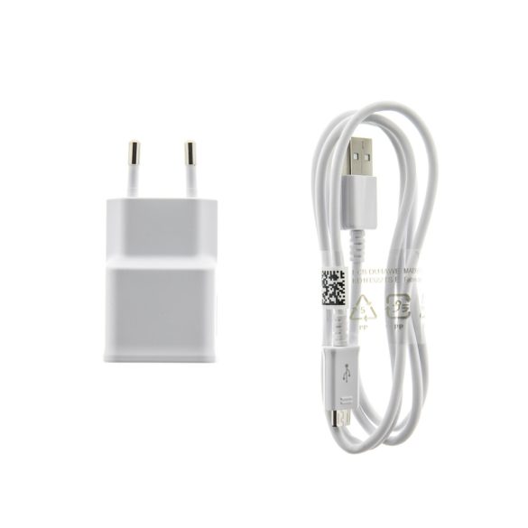 Samsung EP-TA50EWE + ECB-DU4AWE USB-A gyári hálózati adapter USB-A/Micro-USB kábellel, 8W, (doboz nélküli), fehér