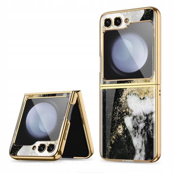 Tech-Protect Mood Marble Galaxy Z Flip 5 hátlap, tok, arany-fekete