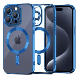   Tech-Protect Magshine Magsafe iPhone 15 Pro Max magsafe kompatibilis kameravédős hátlap, tok, sötétkék