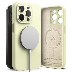   Ringke Silicone Magnetic Magsafe Iphone 15 Pro Max magsafe kompatibilis hátlap, tok, zöld