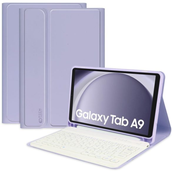 Tech-Protect Sc Pen + Keyboard Samsung Galaxy Tab A9 8.7" X110/X115 oldalra nyíló okos tok, érintőceruza tartóval, billentyűzettel, lila