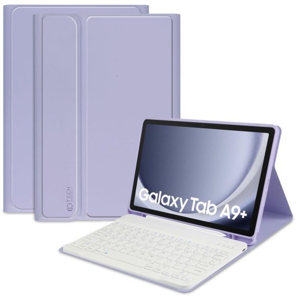 Tech-Protect Sc Pen + Keyboard Samsung Galaxy Tab A9 Plus 11.0" X210/X215/X216 oldalra nyíló okos tok, érintőceruza tartóval, billentyűzettel, lila