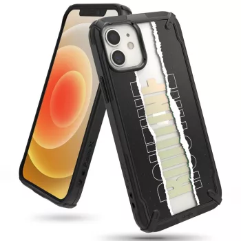   Ringke Fusion X Design ütésálló tok iPhone 12 mini, fekete