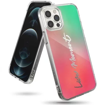   Ringke Fusion Design ütésálló tok iPhone 12 Pro Max, rózsaszín-zöld
