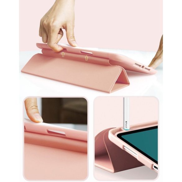 Tech-Protect Smartcase Pen iPad 10.2 (2019/2020) oldalra nyíló okos tok, rózsaszín