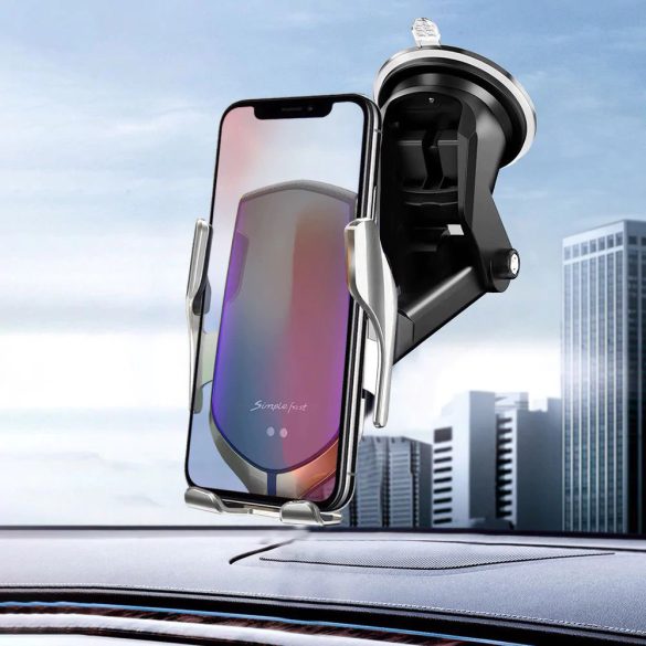 Tech-Protect R2 univerzális autós telefontartó és QI indukciós vezetéknélküli töltő szélvédőre, műszerfalra, szellőzőrácsra, ezüst
