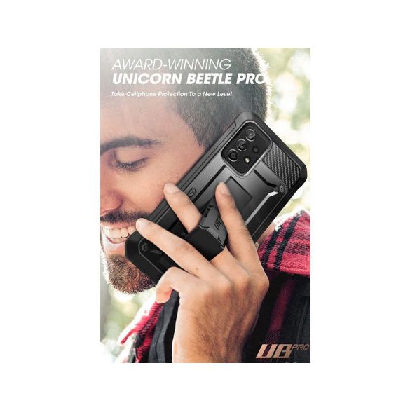 Supcase Unicorn Beetle Samsung Galaxy S22 Ultra ütésálló tok és előlap , fekete