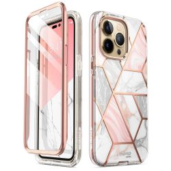   Supcase Cosmo iPhone 14 Pro hátlap, tok, márvány mintás, rózsaszín
