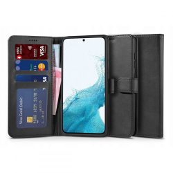   Tech-Protect Wallet Samsung Galaxy S22 Ultra ökobőr, oldalra nyíló tok, fekete