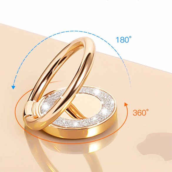 Tech-Protect Magnetic Phone Ring Glitter (szelfi gyűrű) és kitámasztó, rózsaszín