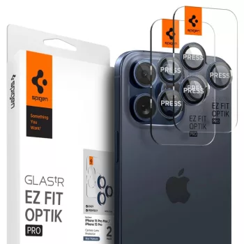   Spigen Optik TR EZ Fit iPhone 14 Pro/14 Pro Max/15 Pro/15 Pro Max 2db lencsevédő üvegfólia, kék