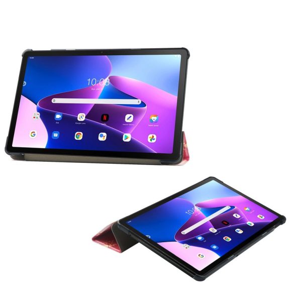 Tech-Protect Smartcase Lenovo Tab M10 Plus 10.6" (2022) TB125/TB128 oldalra nyíló okos tok, márványmintás, rózsaszín