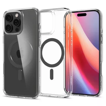   Spigen Ultra Hybrid MAG iPhone 16 Pro MagSafe hátlap, tok, átlátszó-fekete