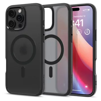   Spigen Ultra Hybrid MAG iPhone 16 Pro MagSafe hátlap, tok, átlátszó-fekete