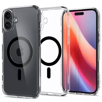   Spigen Ultra Hybrid MAG iPhone 16 MagSafe hátlap, tok, átlátszó-fekete