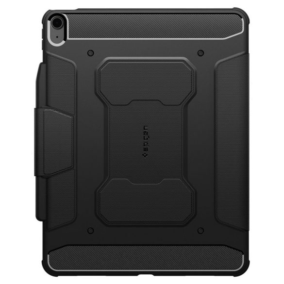 Spigen Rugged Armor iPad Air 13 (2024) oldalra nyíló ütésálló okos tok, érintőceruza tartóval, fekete