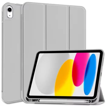   Tech-Protect Smartcase Pen iPad 10.9", 10. gen. (2022) oldalra nyíló okos tok, érintőceruza tartóval, szürke