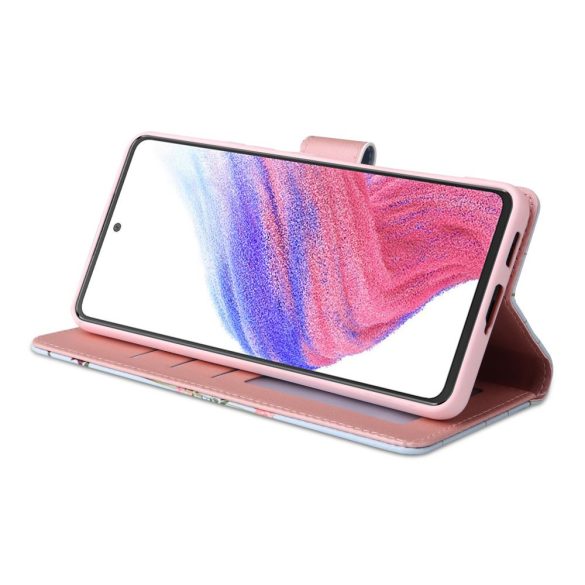 Tech-Protect Wallet Garden Samsung Galaxy A53 5G tok, oldalra nyíló tok, rózsaszín