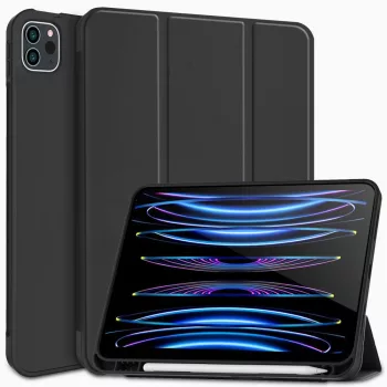   Tech-Protect Sc Pen iPad Pro 11 2020 / 2021 / 2022 oldalra nyíló okos tok, érintőceruza tartóval, fekete