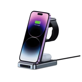   Tech-Protect Qi15W-A26 3In1 Wireless Charger Magsafe kompatibilis vezeték nélküli töltőállomás , fekete