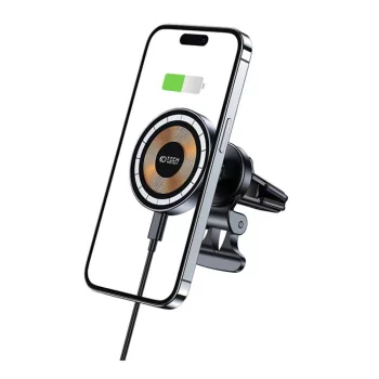   Tech-Protect MM15W-V5 Magnetic Magsafe Vent Car Mount Wireless Charger, Magsafe kompatibilis vezeték nélküli töltő és tartó, szellőzőrácsra, mágneses, 15W, fekete