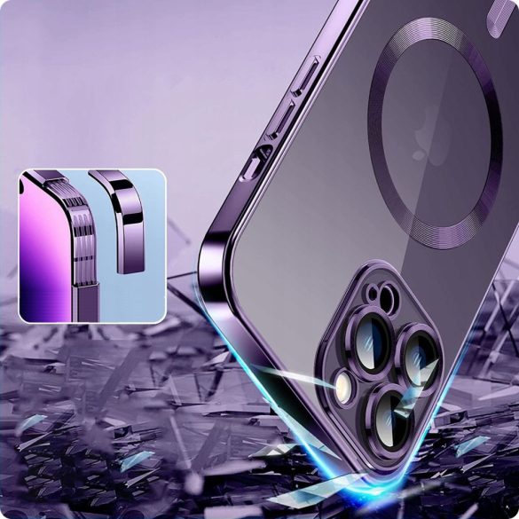 Tech-Protect Magshine Magsafe iPhone 14 Pro magsafe kompatibilis kameravédős hátlap, tok, lila