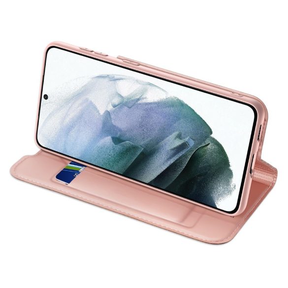 Dux Ducis Skin Pro Samsung Galaxy S21 FE oldalra nyíló tok, rozé arany