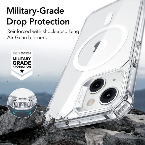 ESR Air Armor Halolock Magsafe iPhone 14 Pro ütésálló hátlap, tok, átlátszó