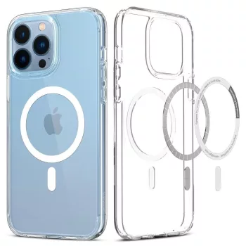   Spigen Ultra Hybrid Mag iPhone 13 Pro Max 6,7" Magsafe tok, fehér, átlátszó