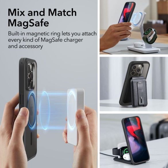 ESR CH Halolock Magsafe Iphone 15 Pro Max magsafe kompatibilis ütésálló hátlap, tok, fekete