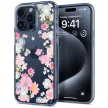 Spigen Liquid Crystal iPhone 15 Pro virágmintás szilikon hátlap tok, átlátszó