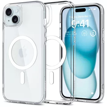   Spigen Ultra Hybrid MAG iPhone 14 Plus/15 Plus 6,7" Magsafe tok, fehér, átlátszó