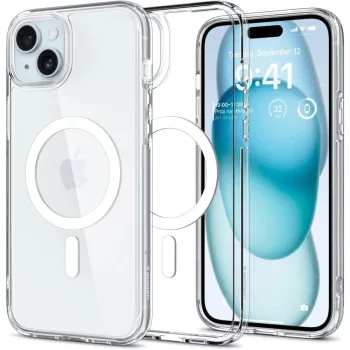   Spigen Ultra Hybrid MAG iPhone 15 6.1" MagSafe tok, fehér, átlátszó