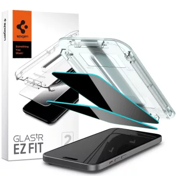   Spigen Glas.TR EZ Fit Privacy iPhone 15 2db betekintésgátló üvegfólia, felrakó kerettel