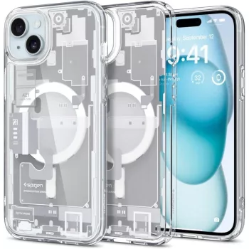   Spigen Ultra Hybrid Mag tok MagSafe iPhone 15 Plus, ütésálló szilikon hátlap tok, ZERO ONE, fehér