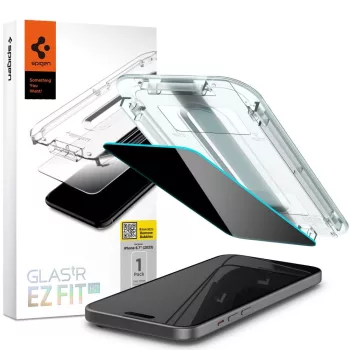   Spigen Glas.TR EZ Fit Privacy iPhone 15 Plus betekintésgátló edzett üvegfólia, felrakó kerettel