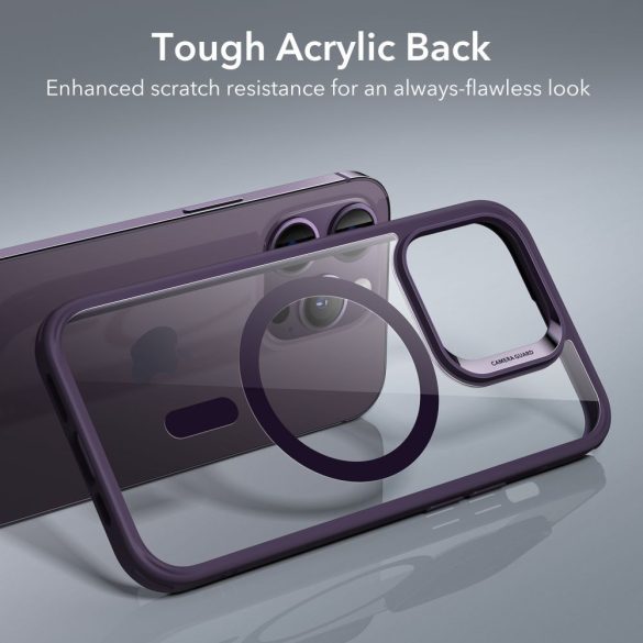 ESR CH Halolock Magsafe iPhone 14 Pro hátlap, tok, átlátszó-lila