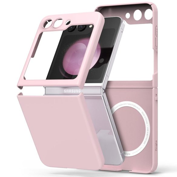 Ringke Slim Magnetic Samsung Galaxy Z Flip 5 magsafe kompatibilis hátlap, tok, rózsaszín