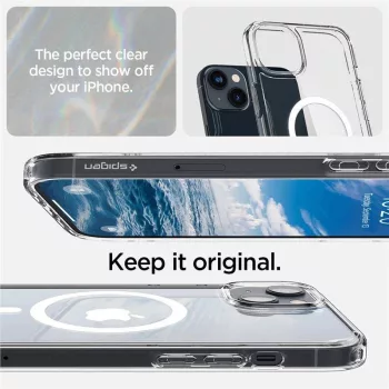   Spigen Ultra Hybrid MAG iPhone 14 Plus/15 Plus 6,7" Magsafe tok, fehér, átlátszó