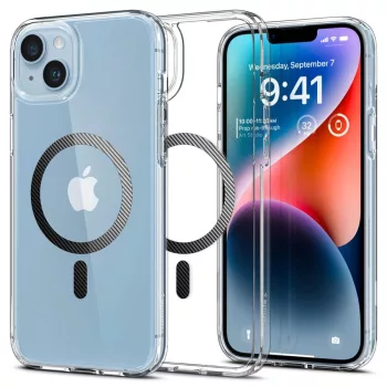   Spigen Ultra Hybrid MAG iPhone 14 Plus/15 Plus 6,7" Magsafe tok, carbon, átlátszó