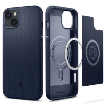   Spigen Mag Armor iPhone 14 Plus/15 Plus MagSafe hátlap, tok, sötétkék