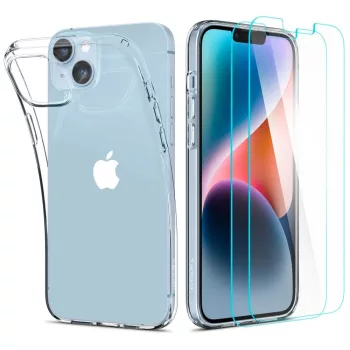  Spigen Crystal Pack iPhone 14 Plus/15 Plus üvegfólia + szilikon hátlap, tok, átlátszó